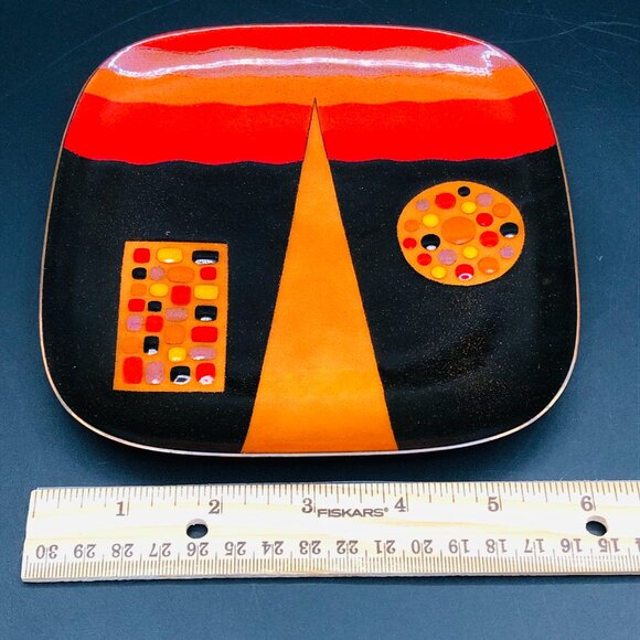 60s Original Enamel on Copper Dish -Miguel Pineda MCM Abstract RARE Collectible - Picture 10 of 10